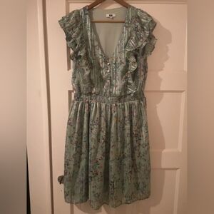 Floral Green Ruffle Dress